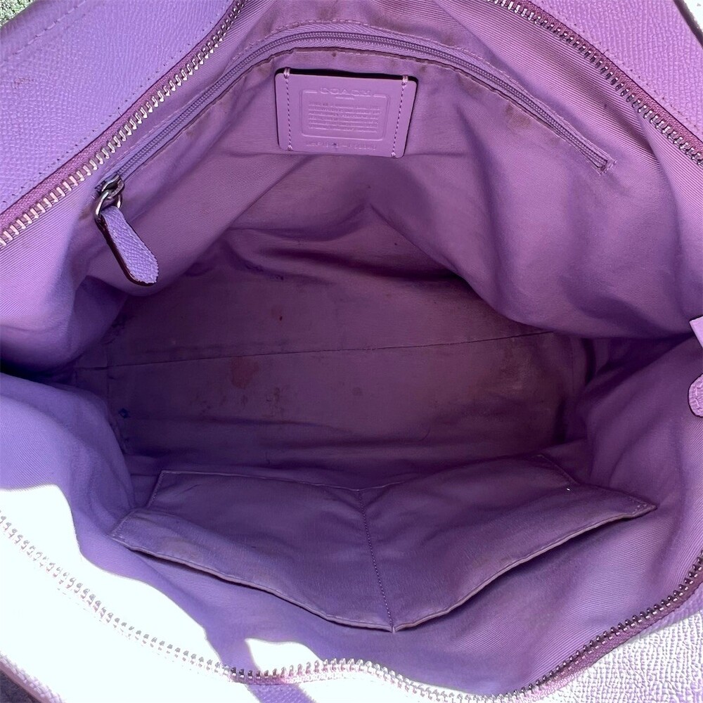 COACH Purple Zip Top Tote Shoulder Bag with Silver Hardware AUTHENTIC - Picture 9 of 12